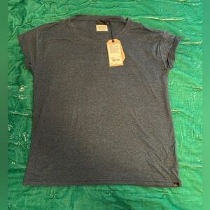Prana Blue Heather Hemp Cozy Up Short Sleeve Tee